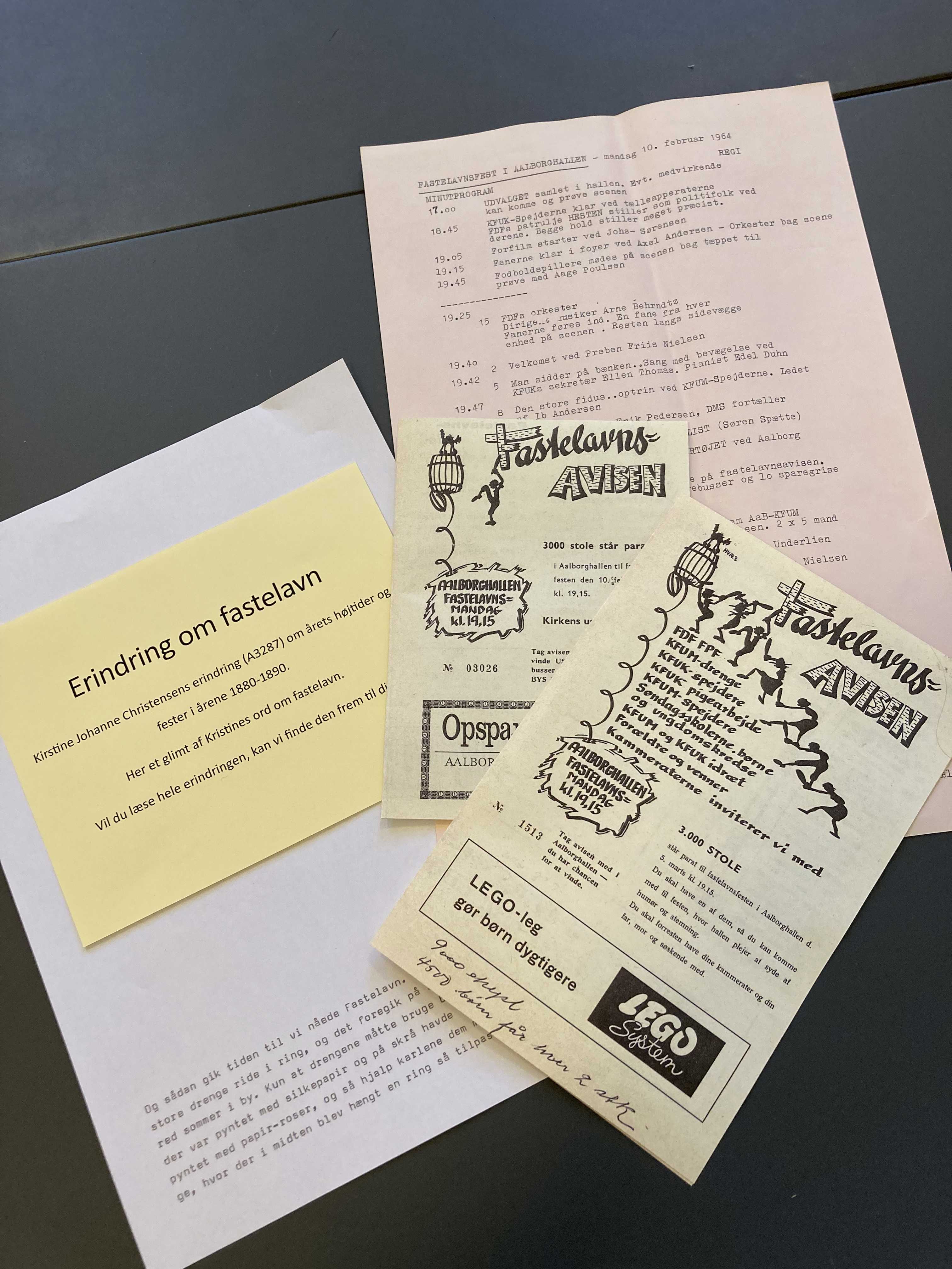 Arkivalier om fastelavn blandt andet fastelavnserindring og fastelavnsavisen.