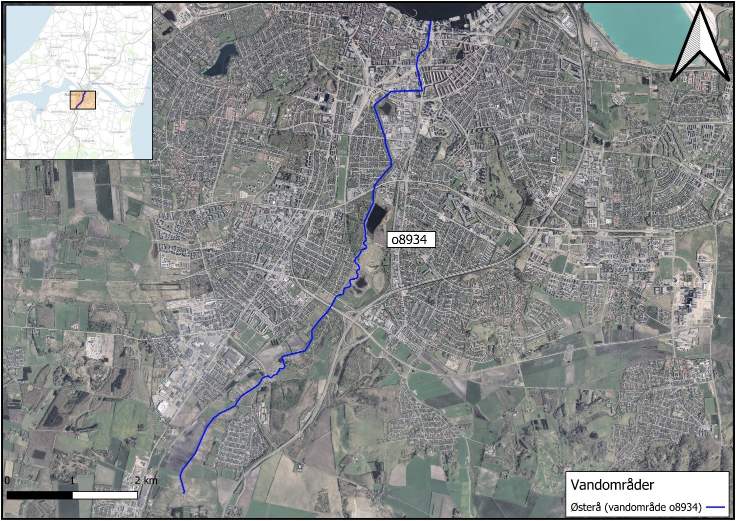 Oversigtskort over vandplansprojekt Østerå