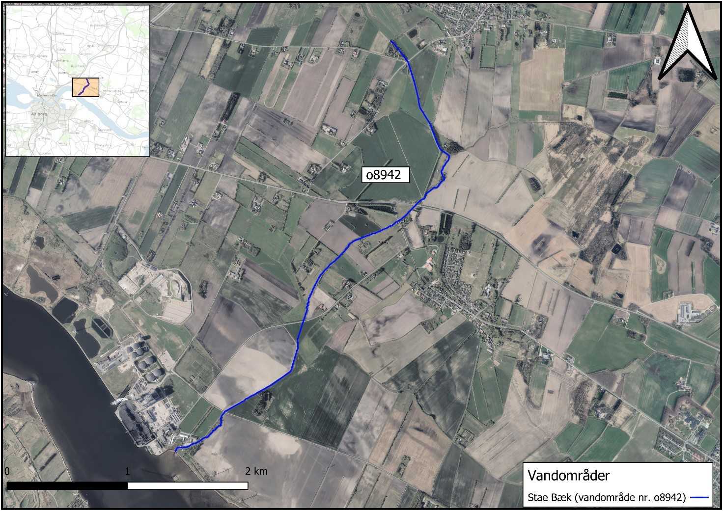 Oversigtskort over vandløbsrestaurering i Stae Bæk