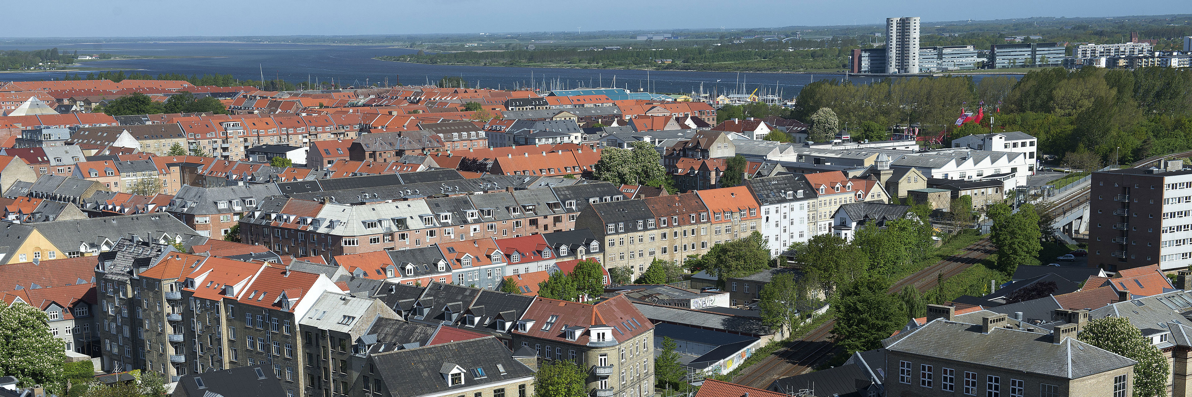 Skråfoto af Vestbyen i Aalborg