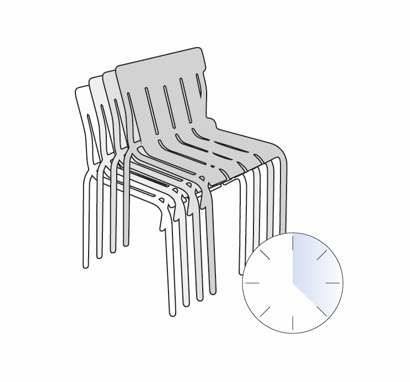 Stregtegning af stablede stole