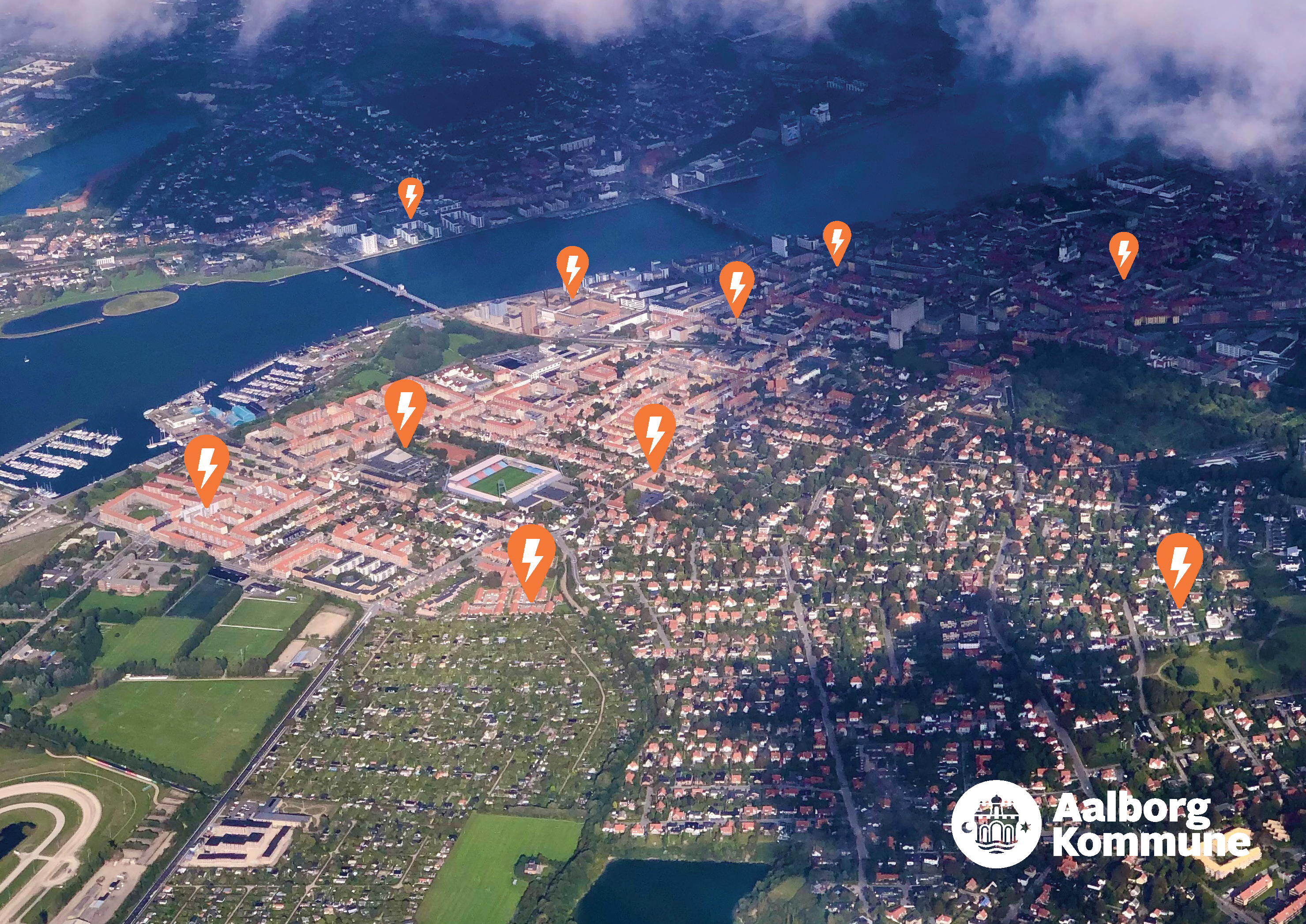 Aalborg og Nørresundby set fra oven