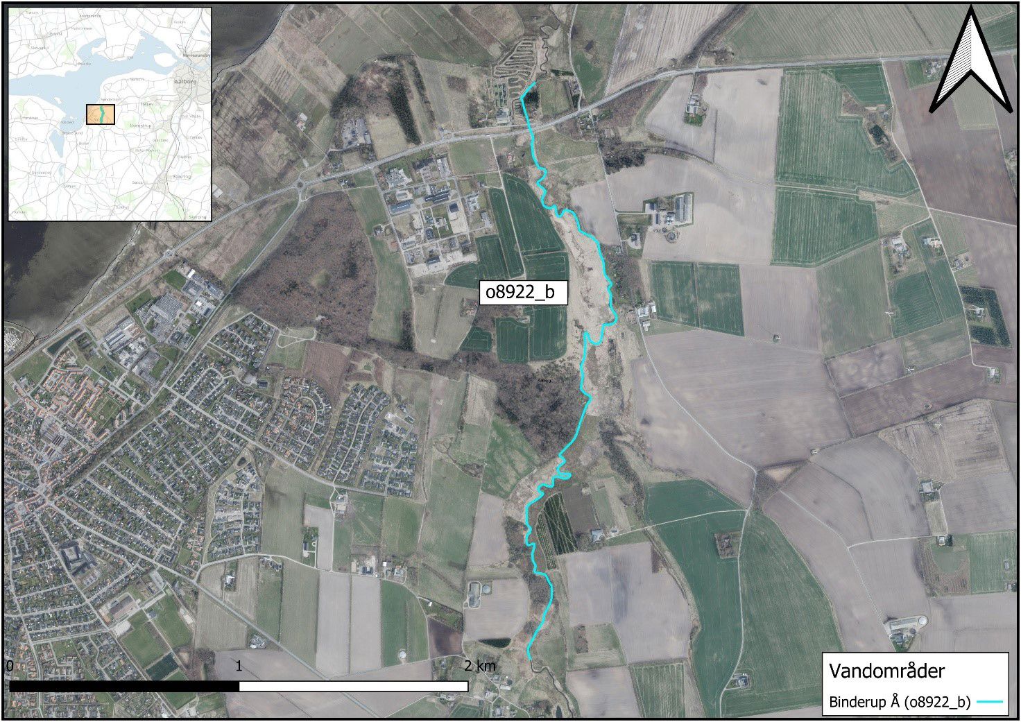 Oversigtskort over Binderup Å